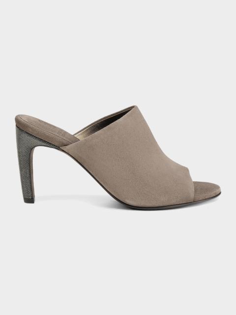 Brunello Cucinelli 80mm Monili Suede Mules