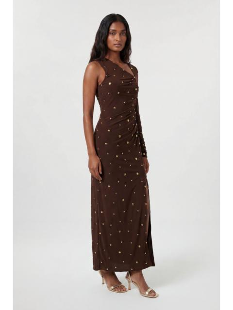 KAREN MILLEN Premium Slinky Crepe Embellished Cut Out Maxi Dress