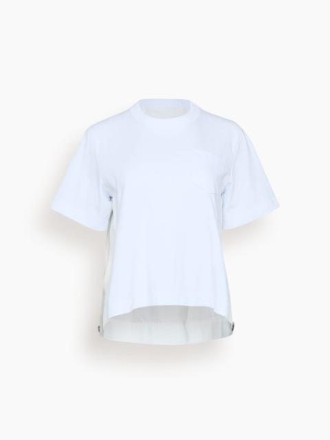 sacai Denim x Cotton Jersey T-Shirt in White x Off White