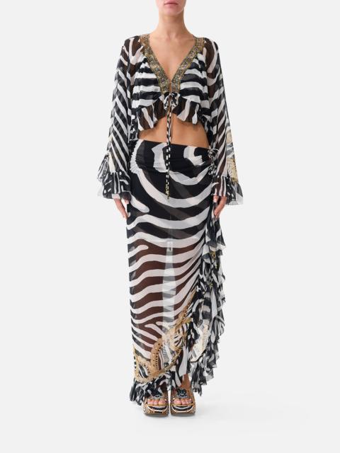 CAMILLA RELAXED WRAP TIE SKIRT WITH RUFFLE ZIG ZAG ZOO