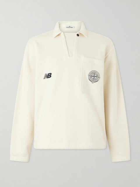 Stone Island New Balance Logo-Print Cotton-Jersey Polo Sweater