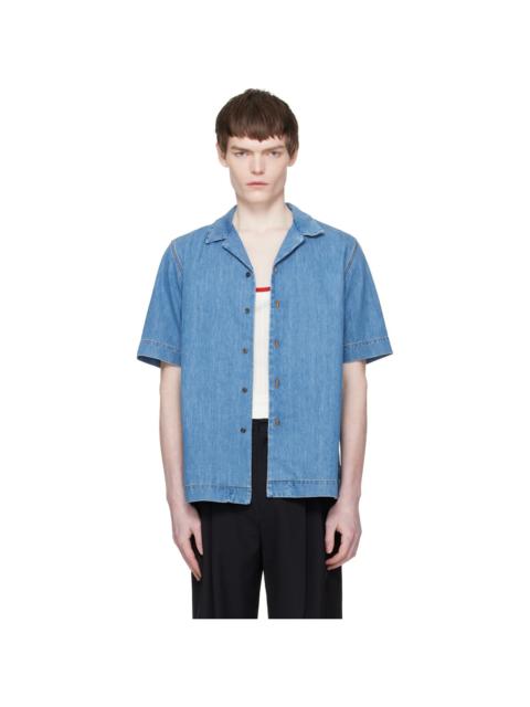 Dries Van Noten Blue Short-Sleeve Denim Shirt