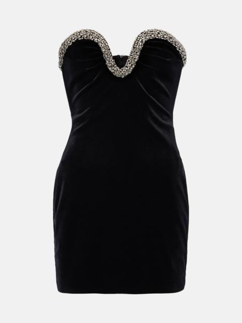 ROLAND MOURET Embellished velvet corset dress