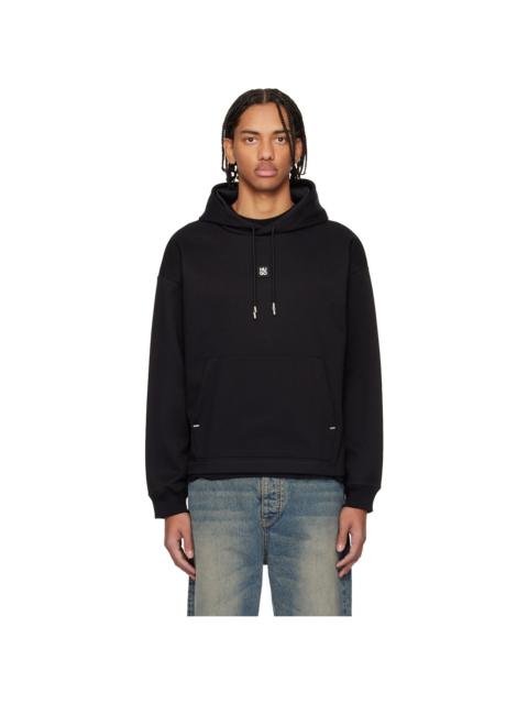 HUGO Black Relaxed Fit Stacked-Logo Hoodie