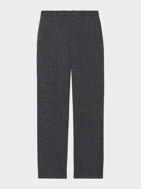 Alexander McQueen Men's Flecked Pinstripe Tailored Trousers