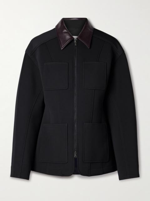 Tibi Leather-trimmed Twill Jacket