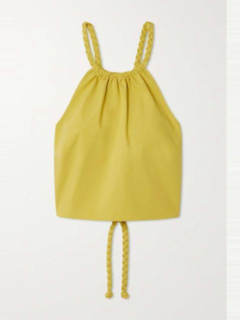 REDValentino Cropped lace-up cotton-blend poplin top