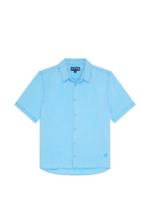 Vilebrequin turtle-embroidered short-sleeve shirt