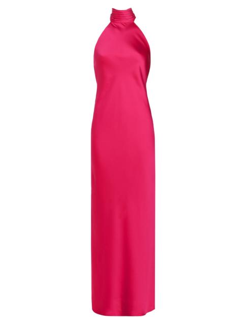 RAMY BROOK Women's Tatiana High-Neck Satin Gown - Hot Pink