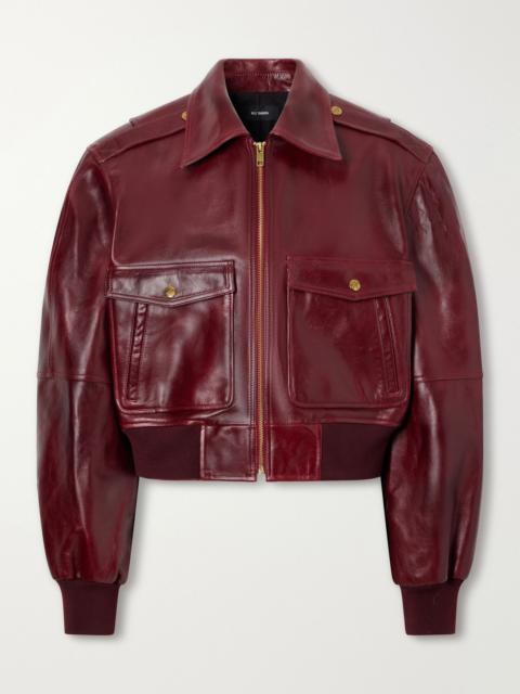 WILLY CHAVARRIA Cropped leather bomber jacket Burgundy