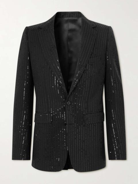 Sequin-Embellished Wool Suit Jacket