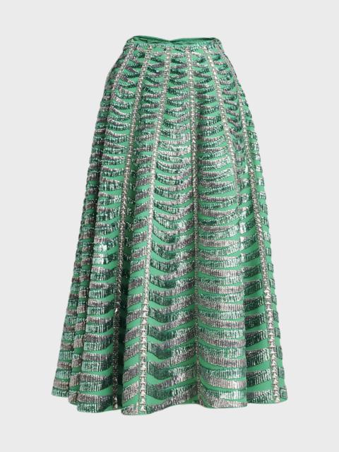 Valentino Embroidered Crepe Couture Midi Skirt