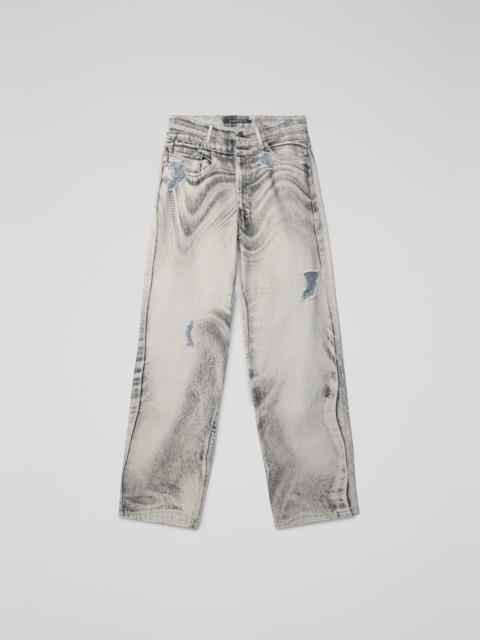 CAMPERLAB DISTORTED PRINT DISTRESSED DENIM JEANS