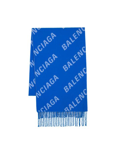 BALENCIAGA logo-jacquard wool scarf