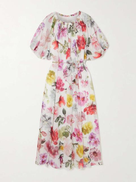 Aje. Fleur embellished floral-print TENCEL™ Lyocell-blend midi dress White