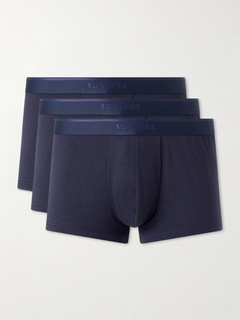 Sunspel Three-Pack Stretch Cotton-Blend Jersey Boxer Briefs