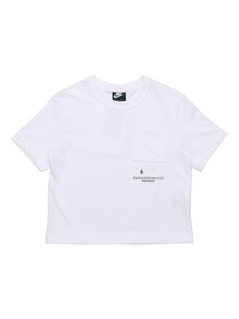 Nike (WMNS) Nike Sportswear Swoosh Short Printed Round Neck Pullover T-Shirt White CZ8912-100