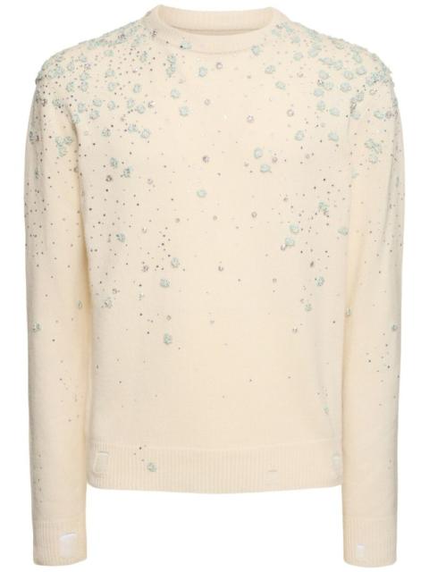 AMIRI Floral embellished cotton knit sweater