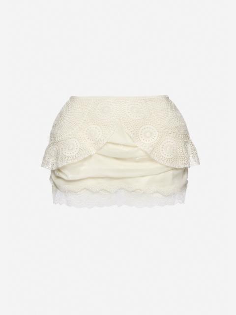 MAGDA BUTRYM Layered crochet mini skirt in white