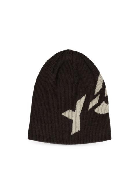 Y-3 ribbed-knit intarsia beanie hat