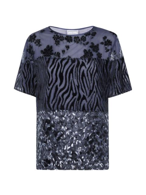 Pierre-Louis Mascia patchwork-pattern devoré T-shirt