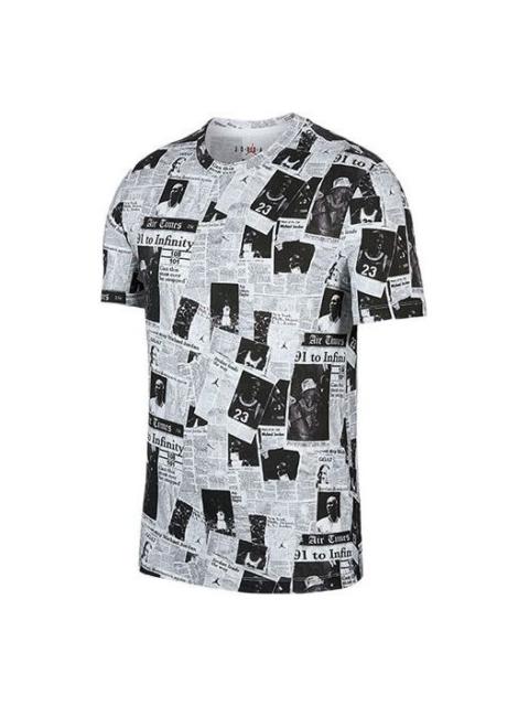 Jordan Air Jordan Rivals Full Print Sports Round Neck Short Sleeve Gray CD5849-100