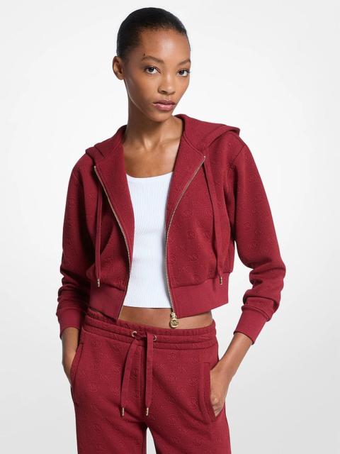 MICHAEL KORS Logo Jacquard Charm Jacquard Cropped Zip-Up Hoodie