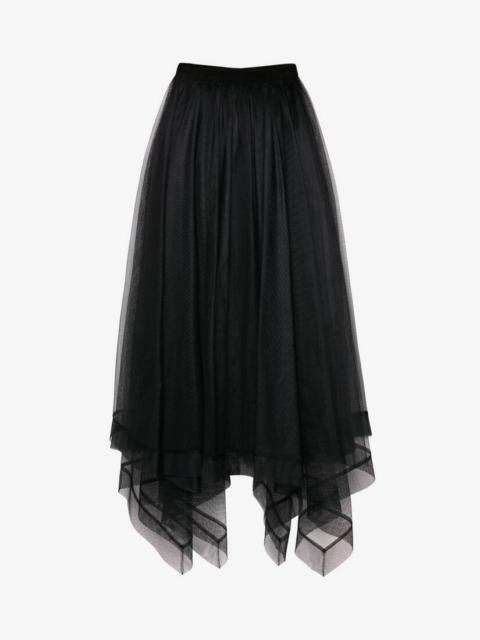 Alexander McQueen Women's Paris Net Midi Skirt in Black
