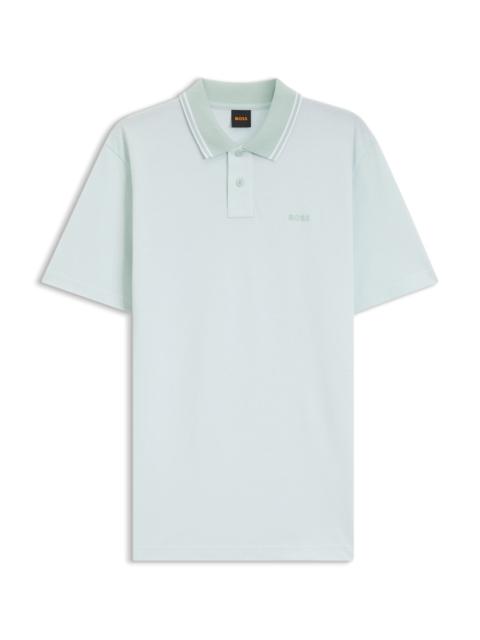 BOSS LOGO-PRINT POLO SHIRT IN COTTON PIQUÉ
