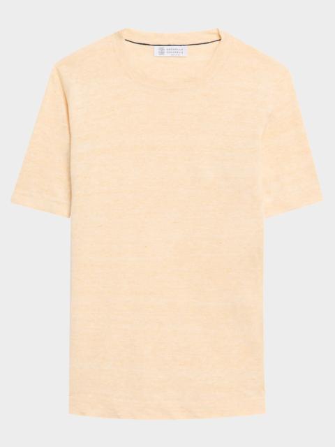 Brunello Cucinelli Men's Linen and Cotton Heathered Crewneck T-Shirt