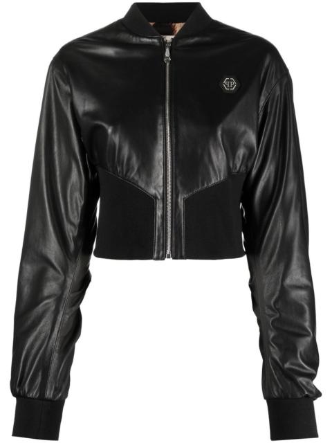 PHILIPP PLEIN leather bomber jacket