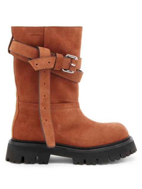 Moschino Women's Tie Me 40MM Suede Ankle Boots - Rust
