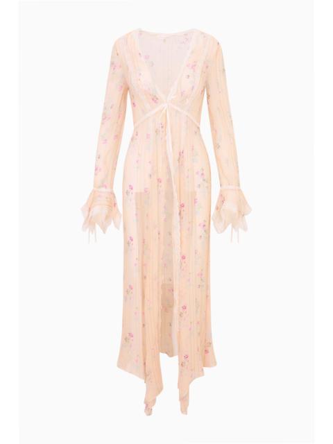 LoveShackFancy Mariven Silk Lace-Trimmed Duster