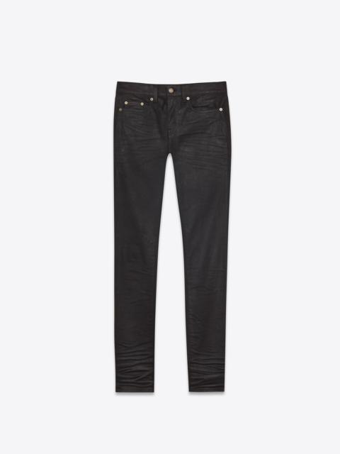 SAINT LAURENT skinny-fit jeans in coated black denim