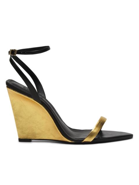 SCHUTZ Women's Melanie 100MM Leather Wedge Sandals - Ouro Black