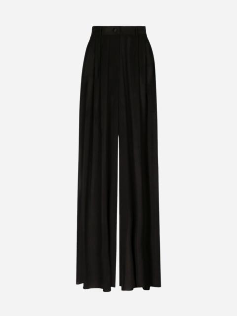 Silk chiffon wide-leg pants