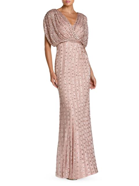 MAC DUGGAL Women's Beaded Mesh Column Gown - Vintage Rose