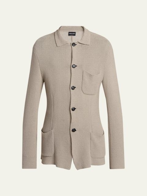 GIORGIO ARMANI Men's Cotton-Blend Knit Patch Pocket Knit Blazer