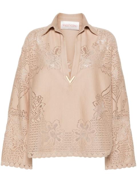 Valentino embellished lace blouse