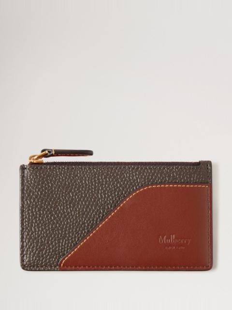 Mulberry Heritage Zipped Long Card Holder Mole & Cognac Printed Bioveg Scotchgrain & Flat Calf