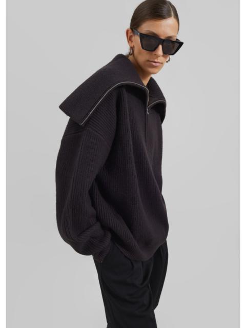 The Frankie Shop Hazel Oversized Wool Jumper - Dark Plum