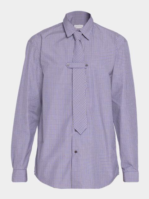 Dries Van Noten Men's Cilian 4063 Check Button-Front Shirt with Tie