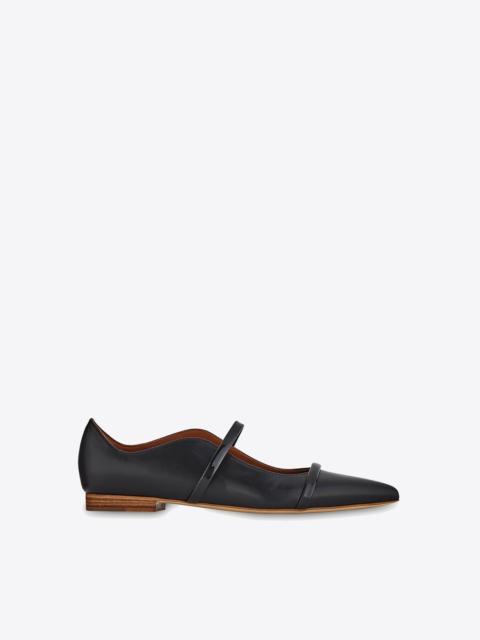 MALONE SOULIERS Maureen Black Leather Flat Pumps