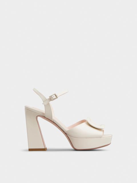 Covered Buckle Platform Sandals in Leather