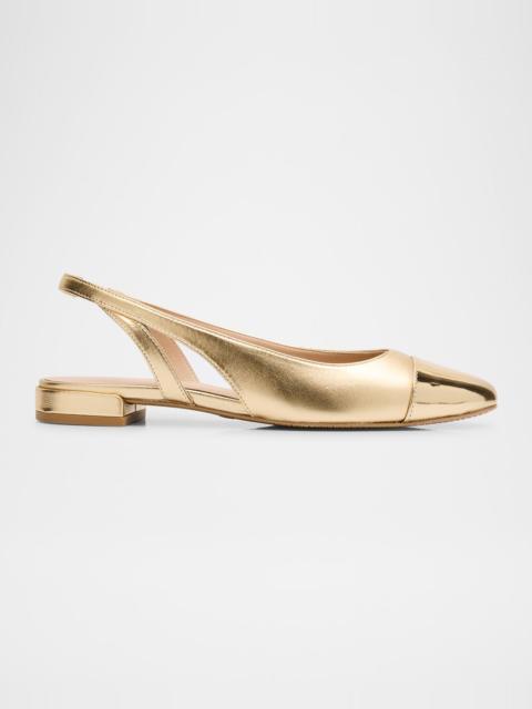 Stuart Weitzman Sleek Cap-Toe Slingback Flats