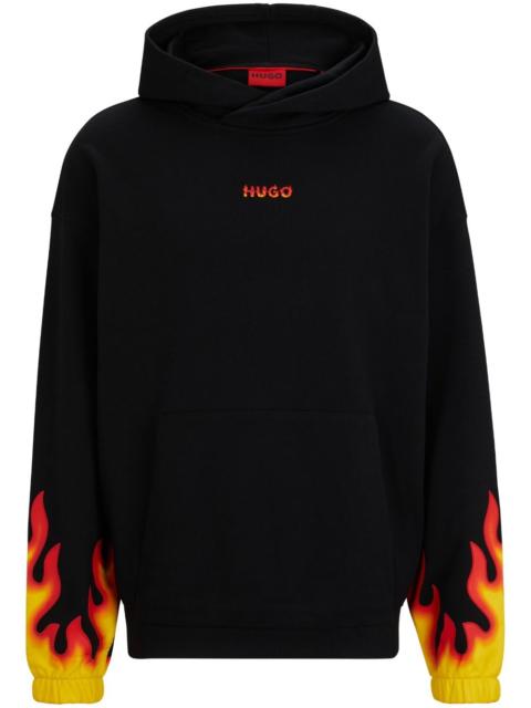 HUGO flame-print cotton hoodie