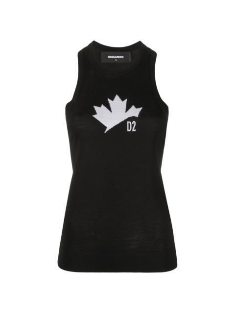 DSQUARED2 maple leaf motif knitted tank top