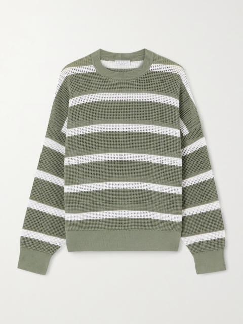 Brunello Cucinelli Striped Open-knit Cotton Sweater