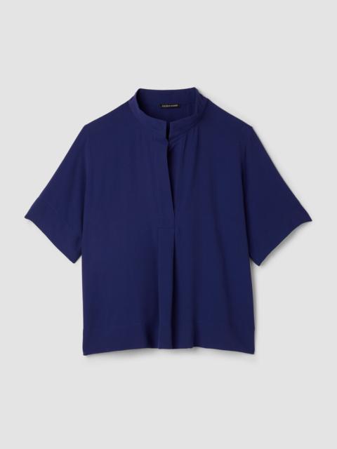 EILEEN FISHER Silk Georgette Crepe Split Neck Top