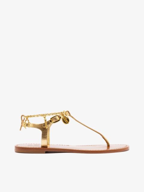 Larroudé Gipsy Sandal In Gold Metallic Leather